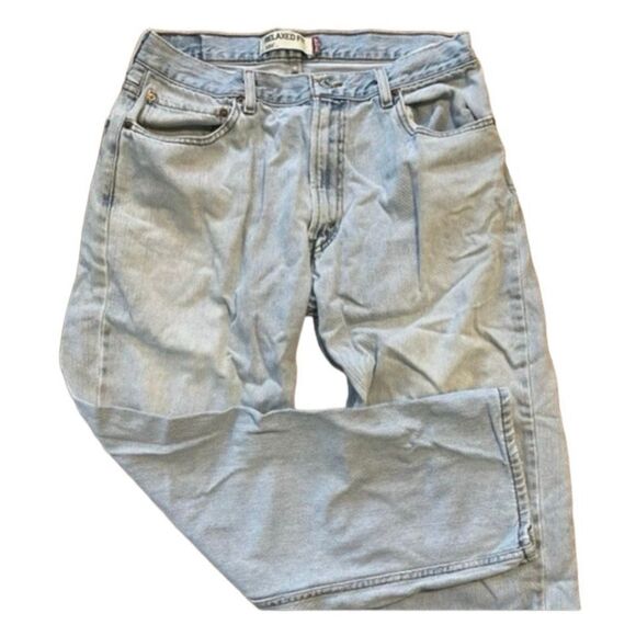 Levi's 550 Relaxed Straight Leg Jeans Blue Light Wash Distressed Denim 36x30 - Picture 2 of 10